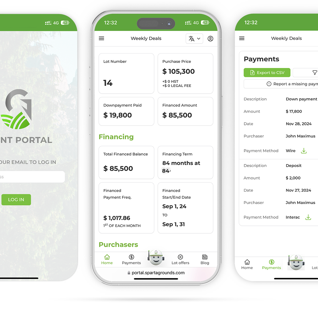 Devices with screenshots of Sparta Grounds client portal